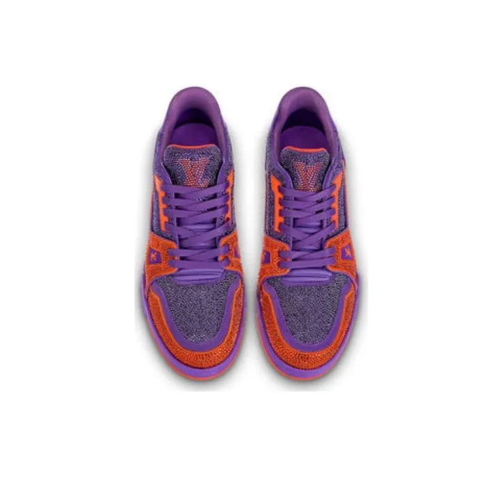 LOUIS VUITTON Trainer Low Top Stylish Skateboarding Shoes Men's Purple Orange-3
