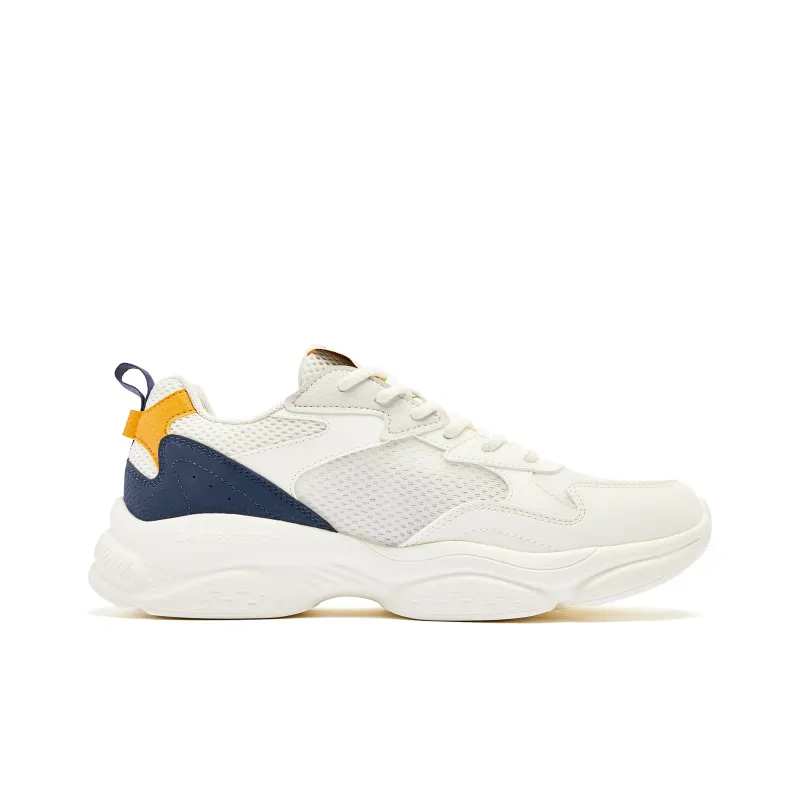 QIAODAN Cushioned Slip-Resistant Breathable Lightweight Low-Top Casual Shoes Men's White Blue-1