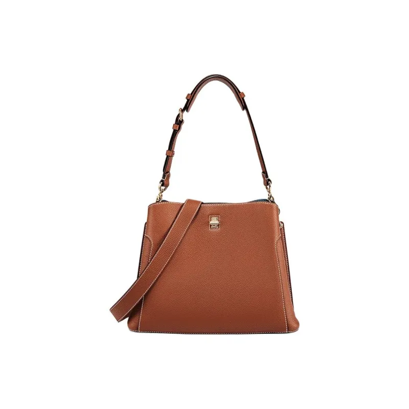 DISSONA Cow Leather Crossbody Handbag, Shoulder Bag Medium Size Women's Brown-0