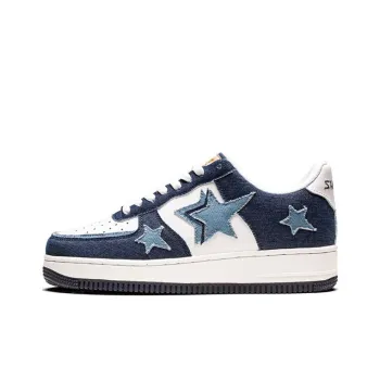 VOIT Stars Shoes Slip Resistant And Breathable Coverage Low Top Skateboard Shoes Unisex Blue White