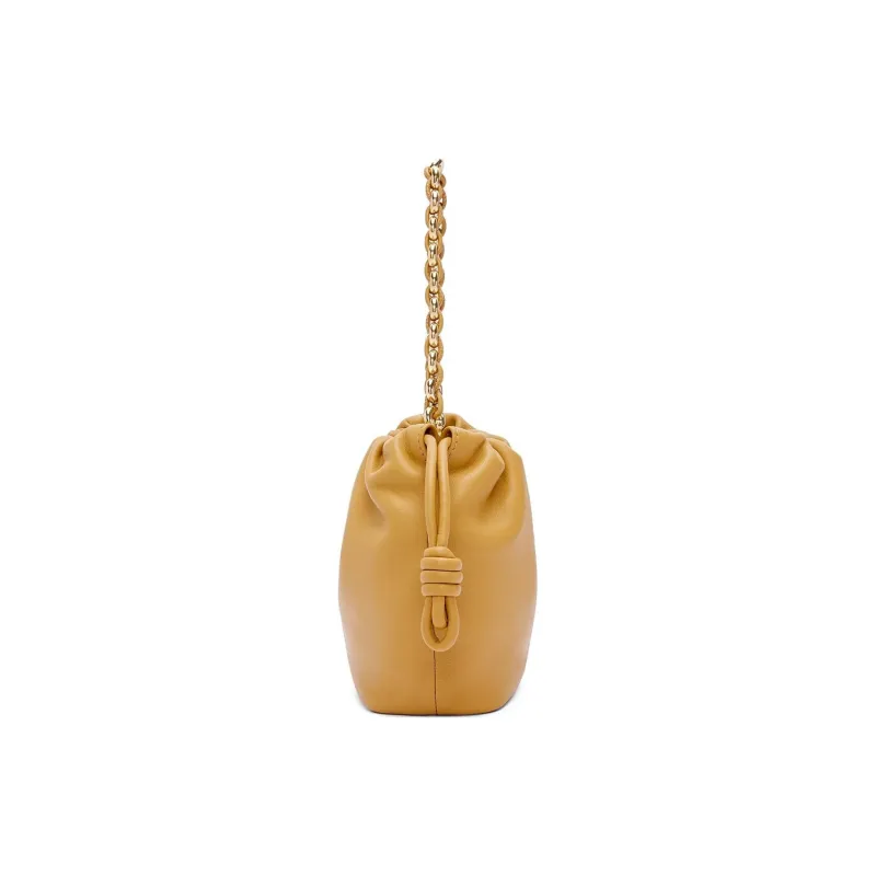 LOEWE Flamenco Nappa Sheepskin One Shoulder Crossbody Clutch Mini Women's Desert Yellow-2
