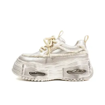 XIAOFAMIAO Low-Top Chunky Sneakers Women's Champagne Silver