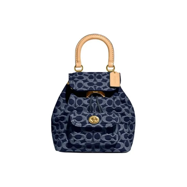 COACH Riya Fabric Backpack Medium Size Women's Blue-0
