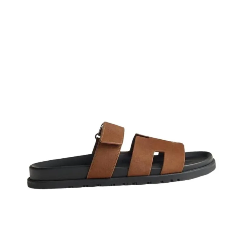HERMES Chypre Rubber Sole Slide Slippers Men's Umber-1