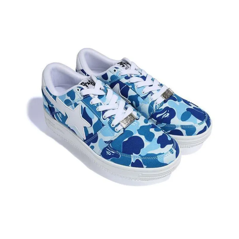 A BATHING APE ABC Camo Bape Sta Low Low Top Stylish Skateboarding Shoes Men's Blue-3