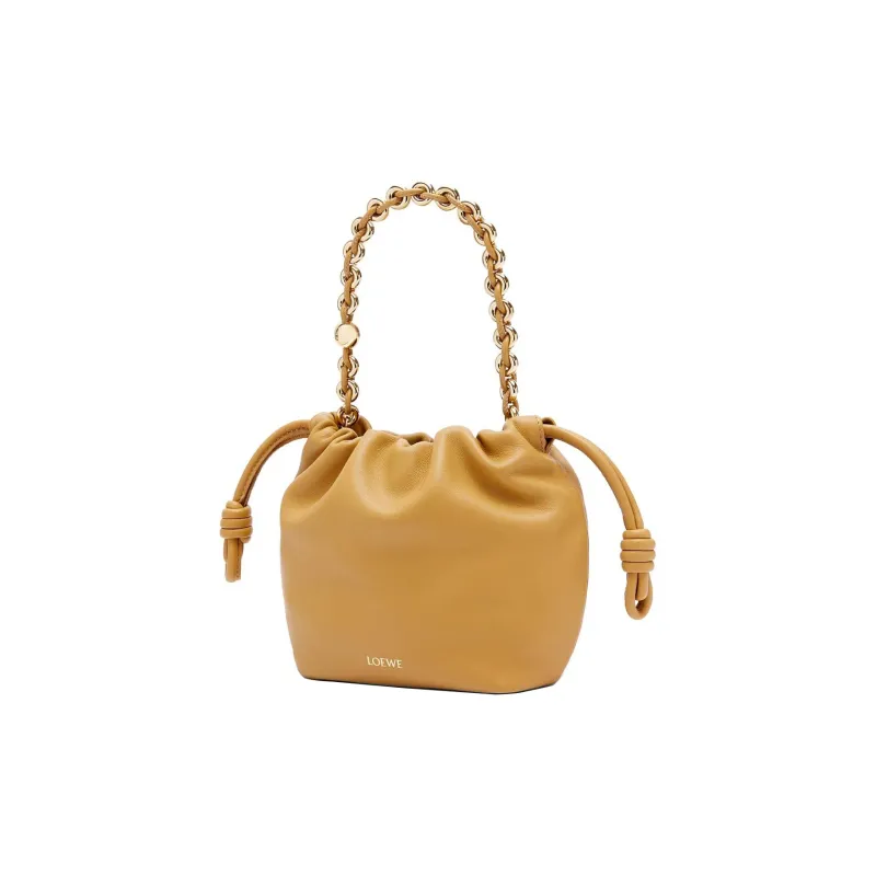 LOEWE Flamenco Nappa Sheepskin One Shoulder Crossbody Clutch Mini Women's Desert Yellow-6