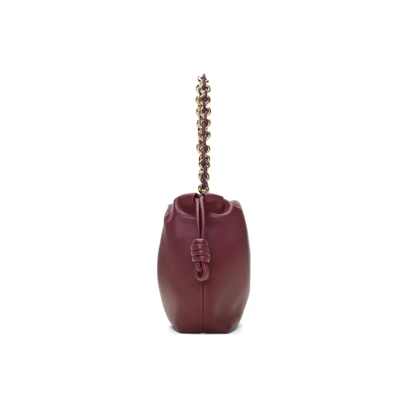 LOEWE Flamenco Nappa Sheep Leather One Shoulder Crossbody Clutches Mini Women's Deep Burgundy Red-3