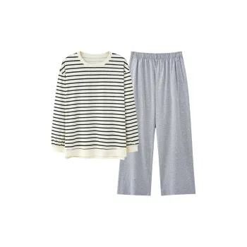 MIIOW Pajama Set Women's Striped Gray
