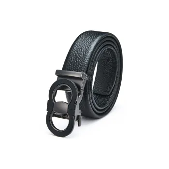 RED DRAGONFLY Business Casual Commute Automatic Buckle Top Grain Cow Leather Leather Belts Men's Black 3.5CM