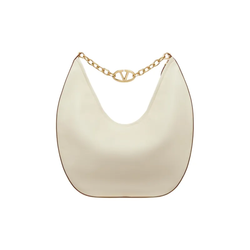Valentino Vlogo Moon Nappa Leather Handbag Shoulder Bag Large Size Women's White-3