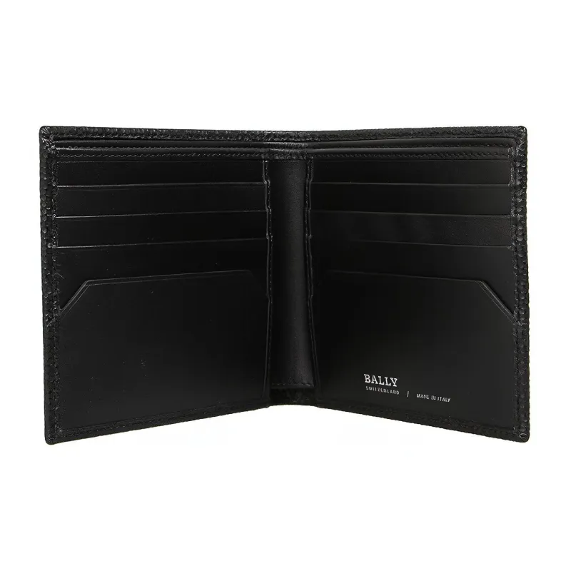 BALLY Cow Leather Leather Clip Zero Wallet Wallet Men's Black-4