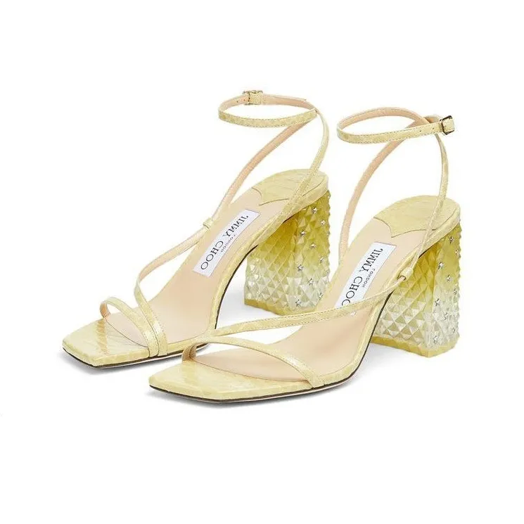 Jimmy Choo Art 85 One Strap Sandals Women's Yellow-2