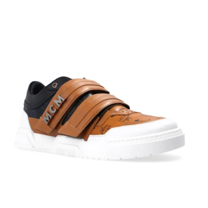 MCM Skyward Visetos Low Top Stylish Skateboarding Shoes Men's Cognac-2