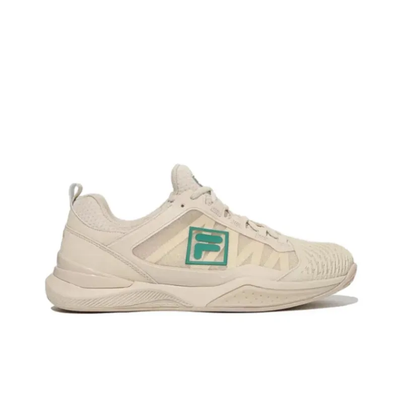 FILA Anti Slip And Wear Resistant Breathable Low Top Tennis Shoes Unisex Beige Green-1