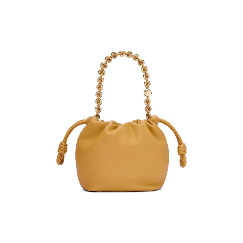 LOEWE Flamenco Nappa Sheepskin One Shoulder Crossbody Clutch Mini Women's Desert Yellow-3