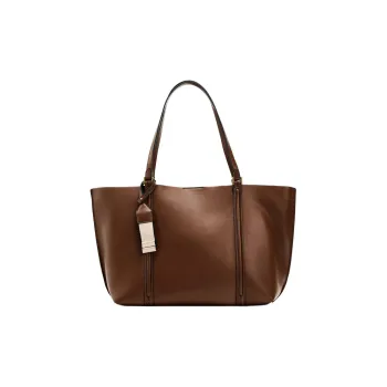 ZARA Polyurethane Tote Bag Shopping Bag Handbag Shoulder Bag Women's Brown