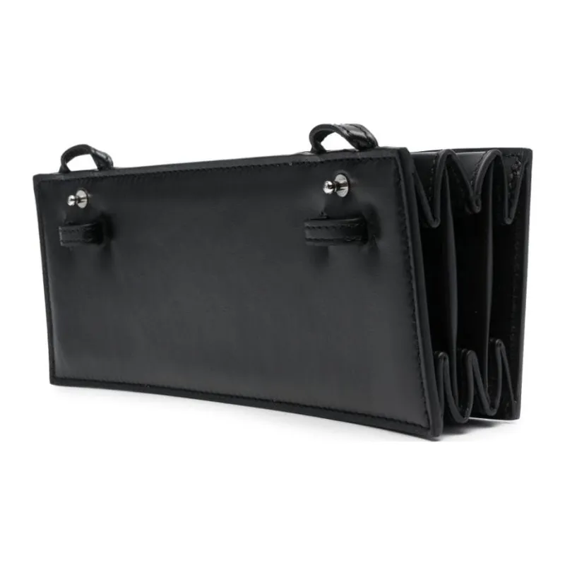 YProject Cow Leather Handbag Shoulder Bag Mini Women's Black-3