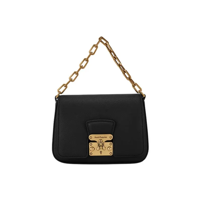 Hush Puppies Synthetic Leather Crossbody One Shoulder Handbag Medium Size Women's Black-0