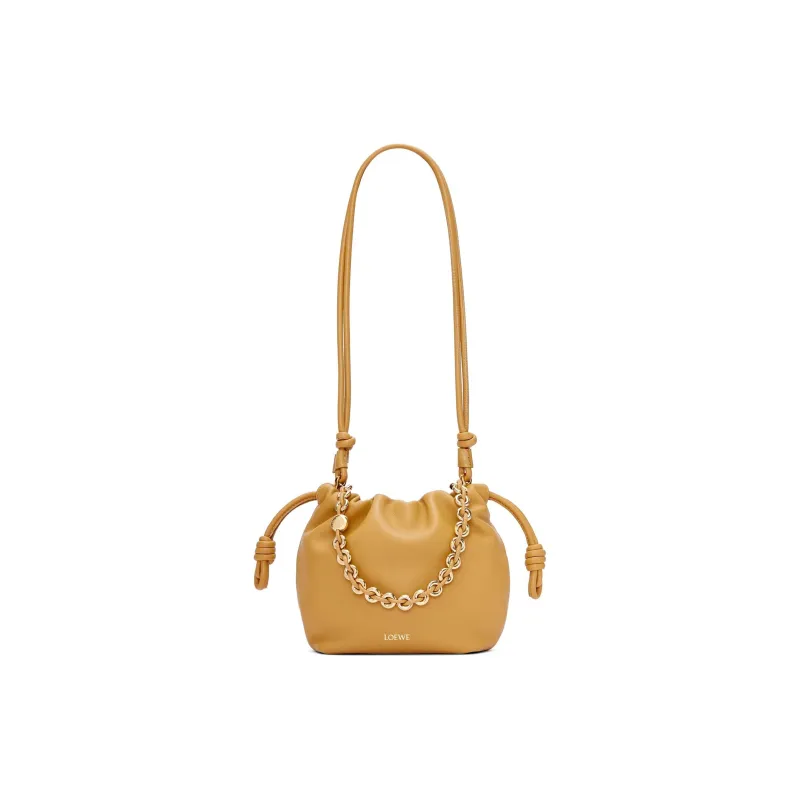 LOEWE Flamenco Nappa Sheepskin One Shoulder Crossbody Clutch Mini Women's Desert Yellow-4