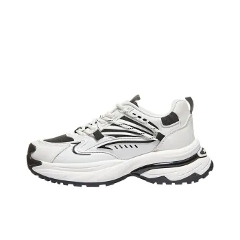 Warrior Breathable Height Increasing Low Top Chunky Sneakers Women's Beige Black