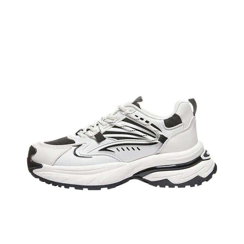 Warrior Breathable Height Increasing Low Top Chunky Sneakers Women's Beige Black-0
