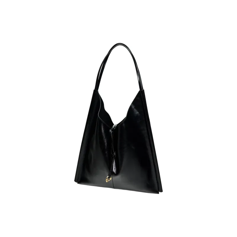 ZARA Cow Leather Tote Bag Shopping Bag Shoulder Bag Handbag Large Size Women's Black-2