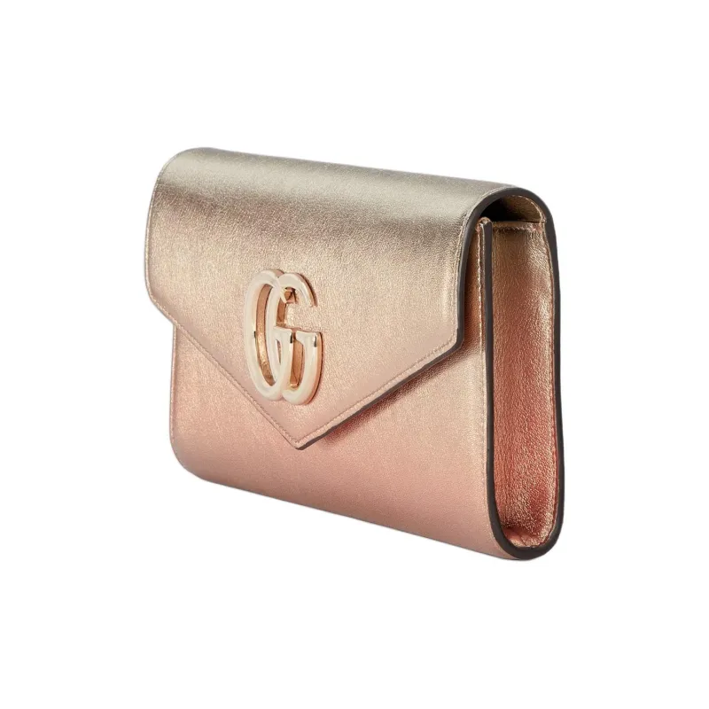 GUCCI Broadway Lurex Leather Clutch Women's Copper-1