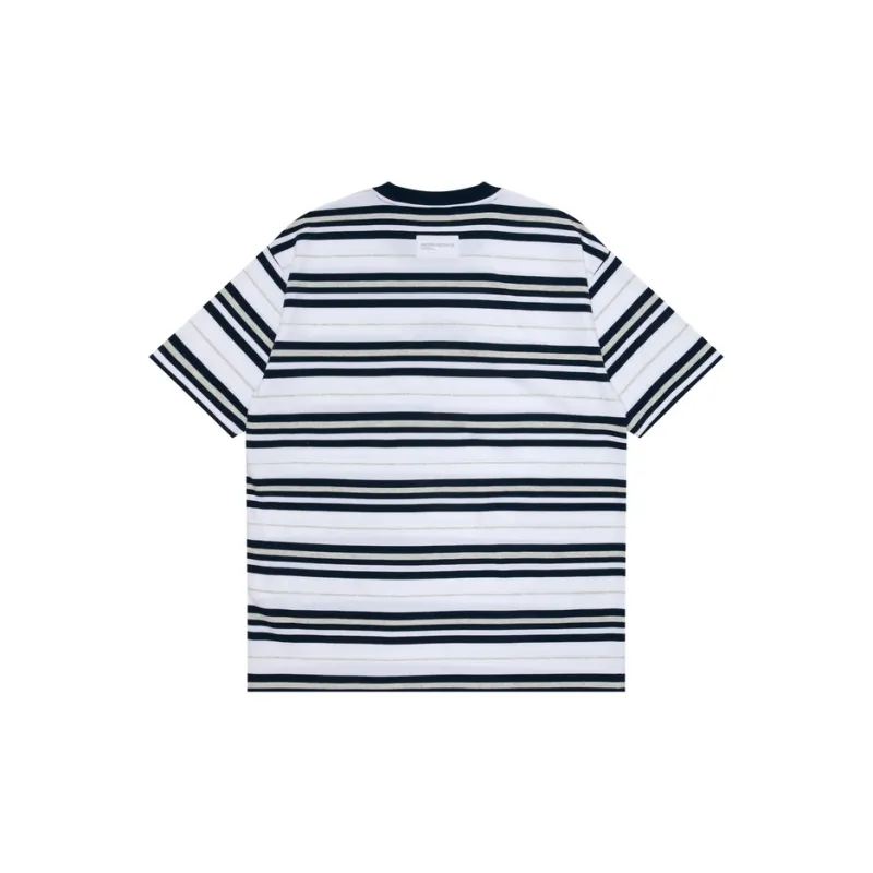 Aape Logo embroidered Striped Cotton T shirt-1