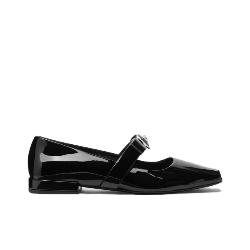 VERSACE Medusa-head Leather Ballerina Shoes-1