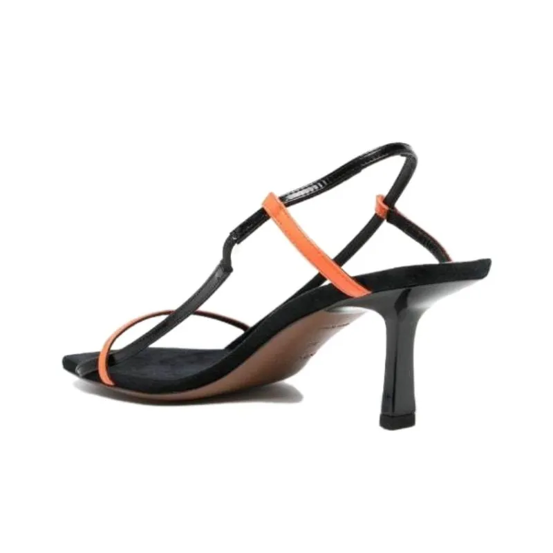 NEOUS One Strap Sandals 6.5cm Women's Black Orange-3