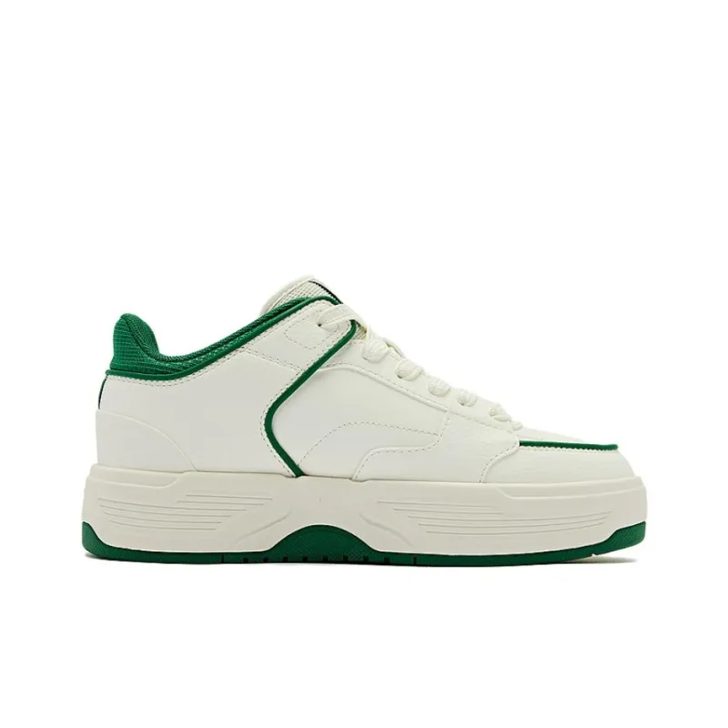 QIAODAN Cushioning Wear Resistant Low Top Skateboard Shoes Women's White Green-1