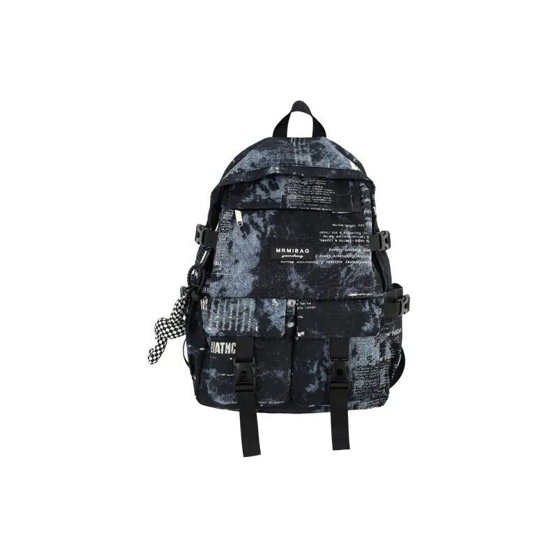 Travel Nylon Backpack Regular Black/White/Blue-0