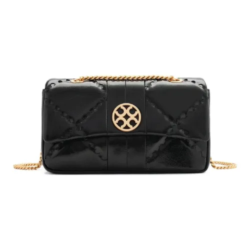 ORANGE CUBE Top Layer Grained Leather Diamond Chain Shoulder Bag Women's Black