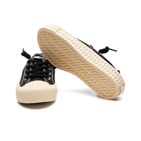 EXCELSIOR Double Ponytail Cookie Shoes Breathable Balance Low Top Skateboard Shoes/Canvas Shoes Unisex Black-4