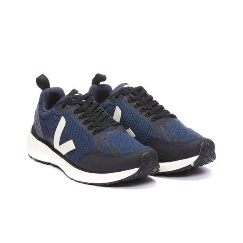 VEJA Logo Patch Panelled Low Top Sneakers 'Navy White'-1