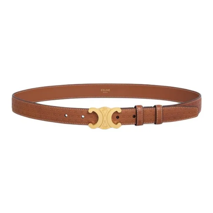 CELINE Medium Triomphe Belt In Natural Calfskin With Triomphe Embossed-1