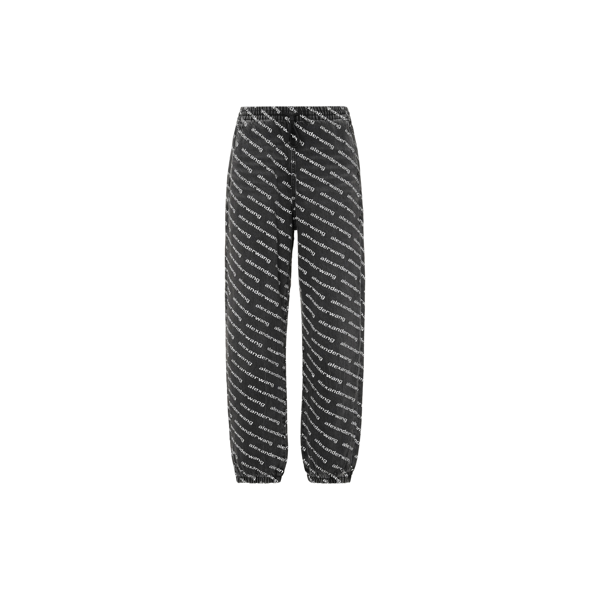 alexander wang Logo Print Tapered Jeans Black/White - POIZON