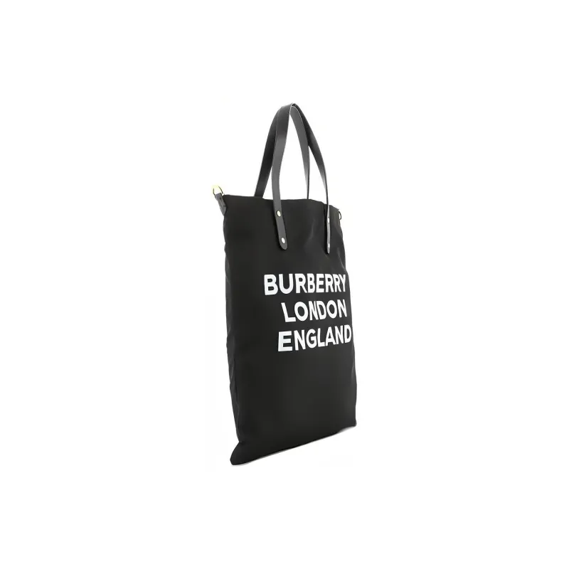 Burberry Nylon Fabric Tote Bag Shopping Bag Shoulder Bag Handbag Unisex Black-1