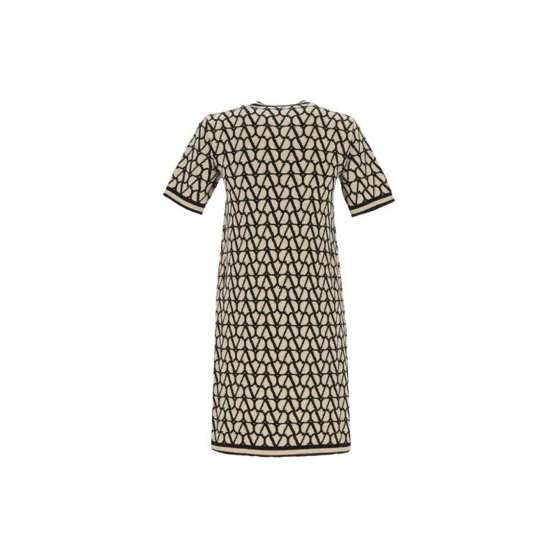 Valentino Pap Monogram Short-Sleeved Midi Dress-1