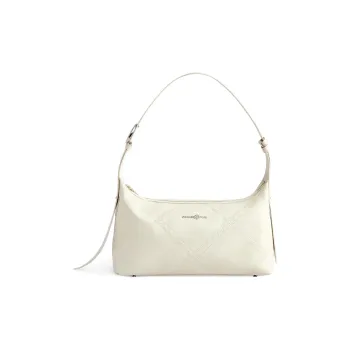 ORANGE CUBE Grained Leather Handbag Shoulder Bag Women's White