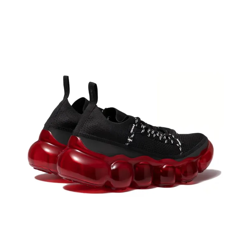 Grounds Low-Top Casual Shoes Unisex Black Red-4