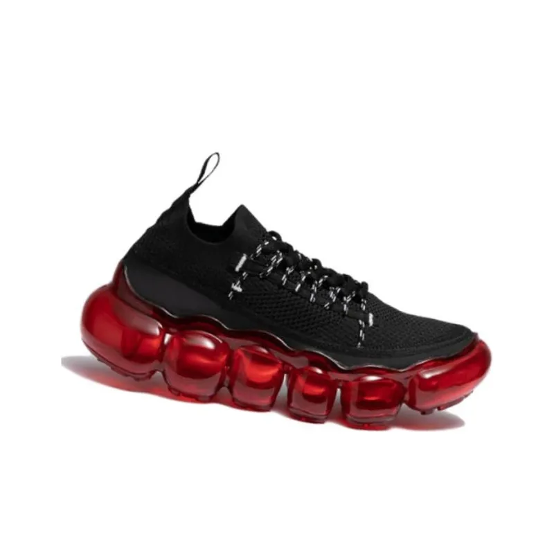Grounds Low-Top Casual Shoes Unisex Black Red-1