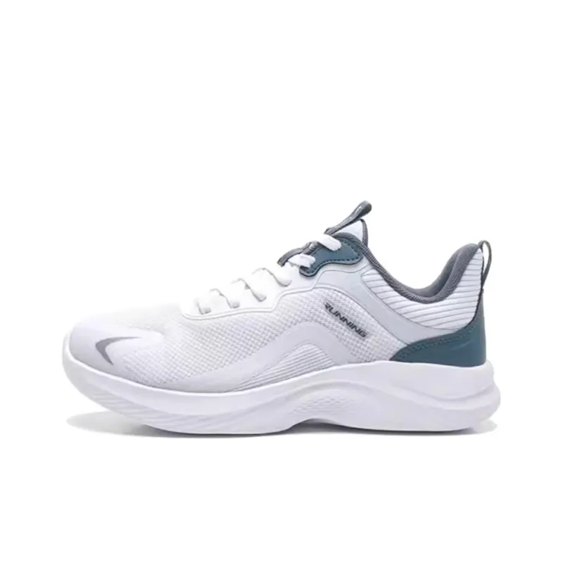 QIAODAN Wear resistant And Lightweight Low Top Running Shoes Men's White Blue-0
