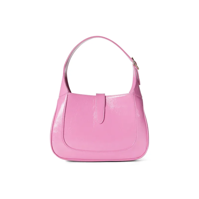 GUCCI Jackie 1961 Patent Leather Handbag, Shoulder Bag Small Size Women's Pink-4