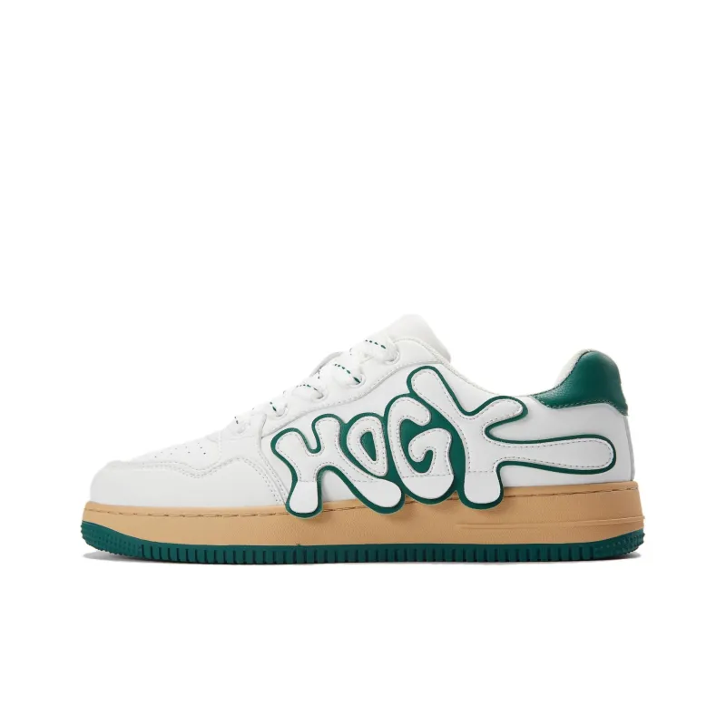 HOGK Anti Slip And Wear Resistant Height Increasing Skateboard Shoes Unisex Vanilla Cream-1