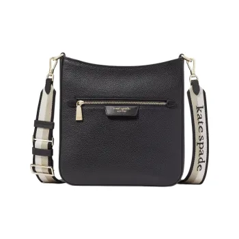 Kate Spade Hudson Litchi Grain Leather Messenger Bag Shoulder Bag Crossbody Bag Women's Black