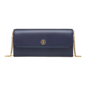 BALLY Emblem Calfskin Shoulder Bag Crossbody Bag Wallet Women's Blue