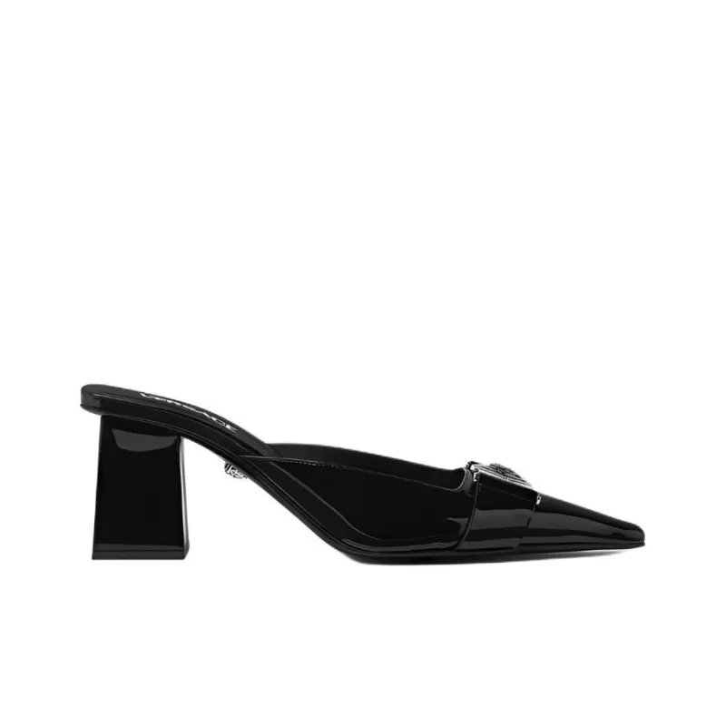 VERSACE Medusa Patent-finish Leather Mules-1