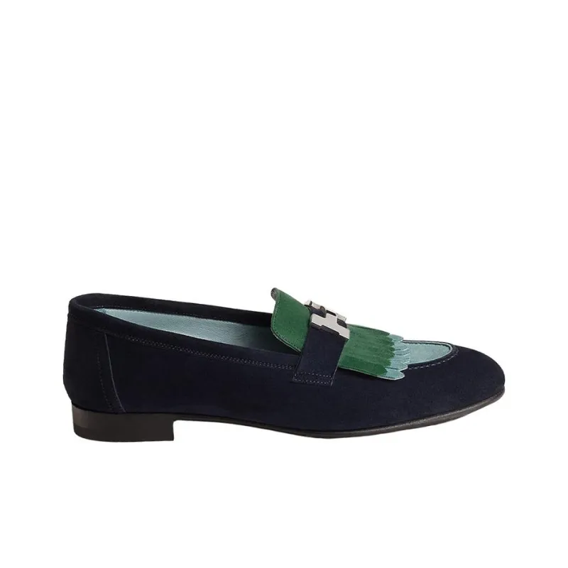 HERMES Royal Loafers Women's Marine Blue-1