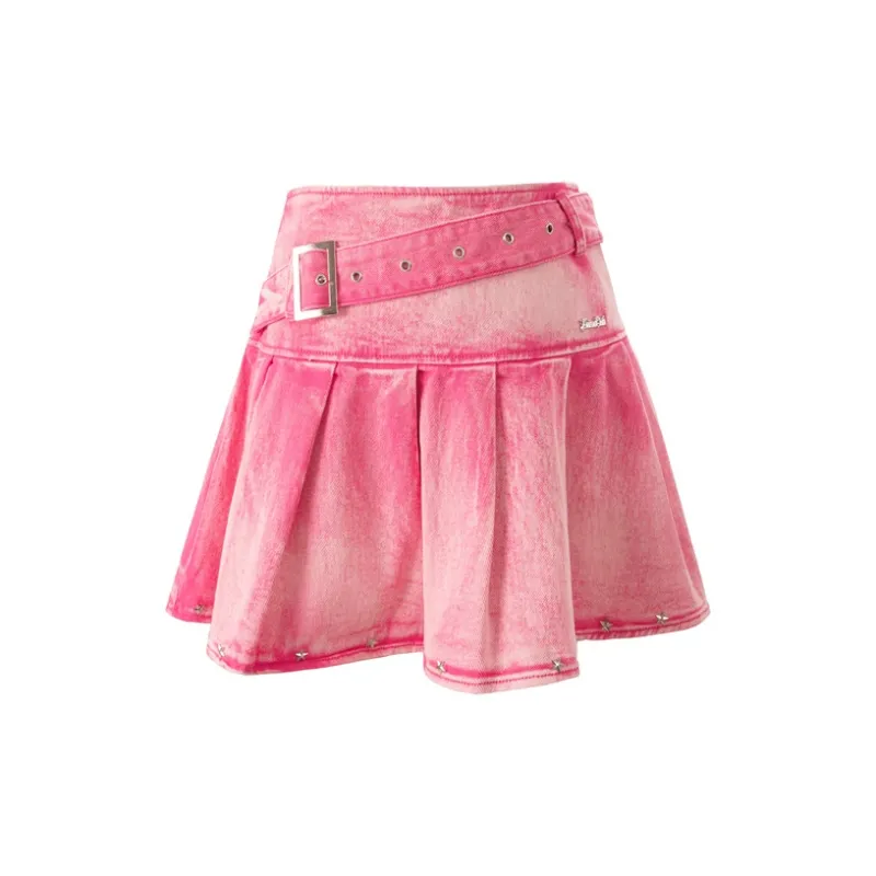 Unifree Denim Short Skirts Women's Pink-1